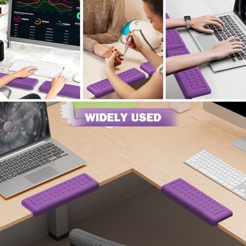Leolee L-Shaped Desk Elbow Pads for Desk, Purple Memory Foam Arm Rest