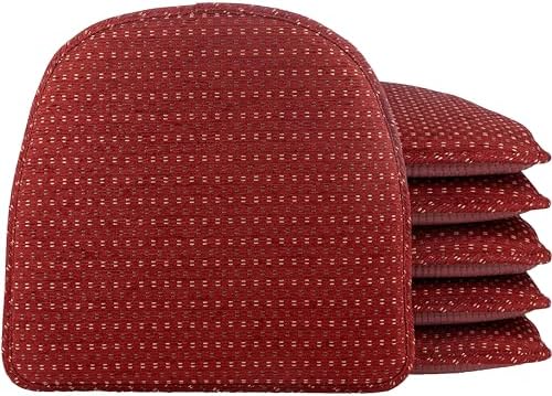 Klear Vu Raindrop The Gripper Non Slip Chair Cushions, Soft & Comfortable Seat Pad, Sitting Pillow for Kitchen, Dining or Office, 6 Count (Pack of 1), 01 Red