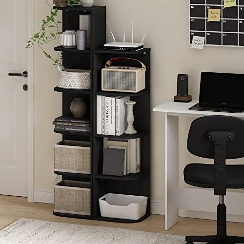 Furinno Pasir 4-Tier Corner Open Shelf Bookcase, Blackwood