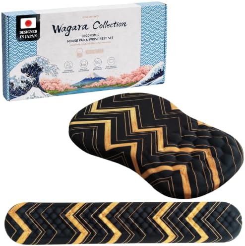 BELLEMOND Japanese Mouse Pad with Wrist Rest | Ergonomic Memory Foam, Large