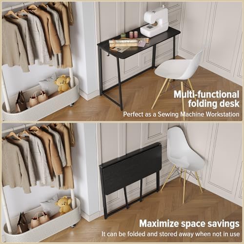 WOHOMO Folding Desk, 39.4" Foldable Computer Table for Small Spaces, Black