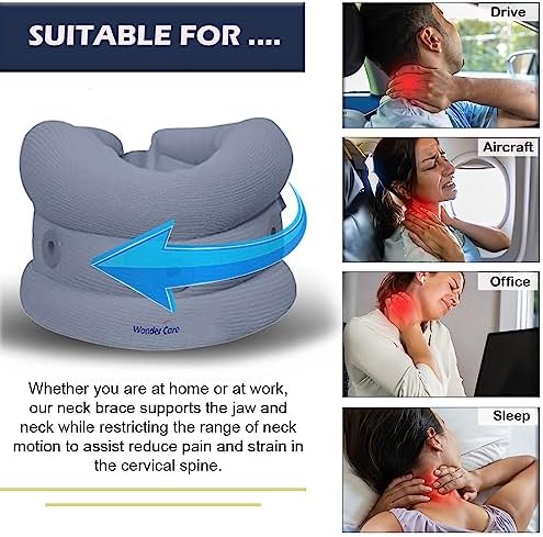 Wonder Care Neck Brace for Sleeping Cervical Collar Adjustable Neck Support Brace Relief Cervical Spine Pressure Ideal for Travel, Office Workers & Neck Injury Recovery, X-Large