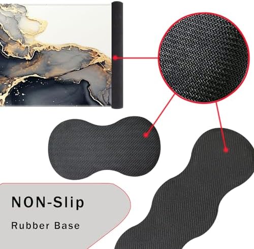 Keyboard Wrist Rest and Mouse Pad with Wrist Support Set Ergonomic Coaster,Memory Foam,Easy Typing Pain Relief,Large XL Desk Mat 31.5"x 11.8",Black Gold Marble
