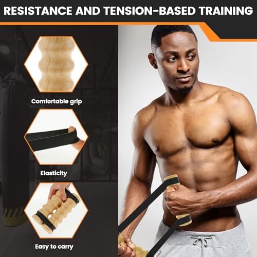 Portable Exercise,Efficient Upper Body,Workout Equipment Home Gym,Workout Exercise Stick,Upper Body Workout Liftstick Wood Exercise Rip Stick With Adjustable Resistance Band for Home Gym