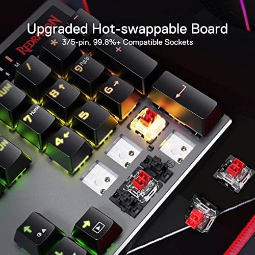 Redragon K556 PRO Wireless RGB Mechanical Gaming Keyboard, 104-Key Aluminum