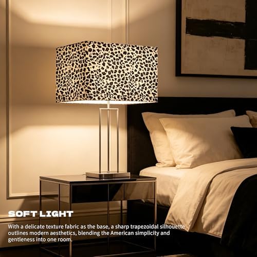 GO&SO Rectangle Lamp Shades Set of 2 Large,Leopard Shade Art,16"Lx8"W x10"H