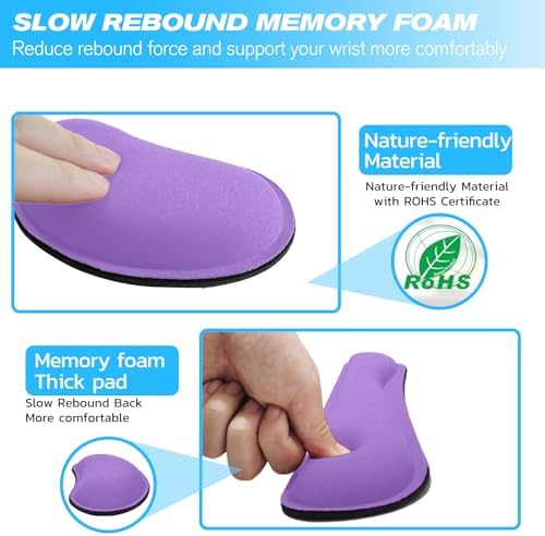 Keyboard Wrist Rest and Mouse Wrist Rest Set - Ergonomic Memory Foam Wrist Cushion - for Wrist Support on Computer, Laptop, Office, Playing Games, Typing Relieves Wrist Pain Purple