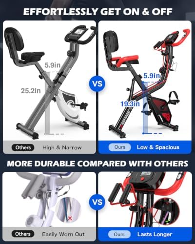 pooboo Folding Magnetic X‑Bike, Upright Exercise Bike for Home Gym