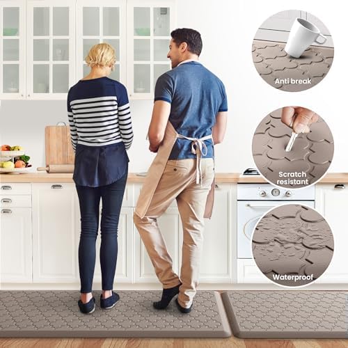 Kitchen Mat 2 PCS Cushioned Anti-Fatigue Floor Mat Standing Mat for Kitchen