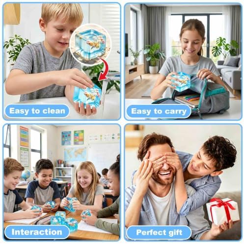 Squeeze Toys Squishies Stress Cube - 2 Pack Stress Relief Fidget Toy for Teens & Adults, Soft TPR Sensory Squeeze Toy for Anxiety Relief, Cool Office Desk Decor & Party Favors, Durable & Washable