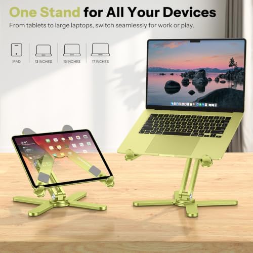 OMOTON LA10 360° Rotating Laptop Stand Riser Foldable for Desk, Citron