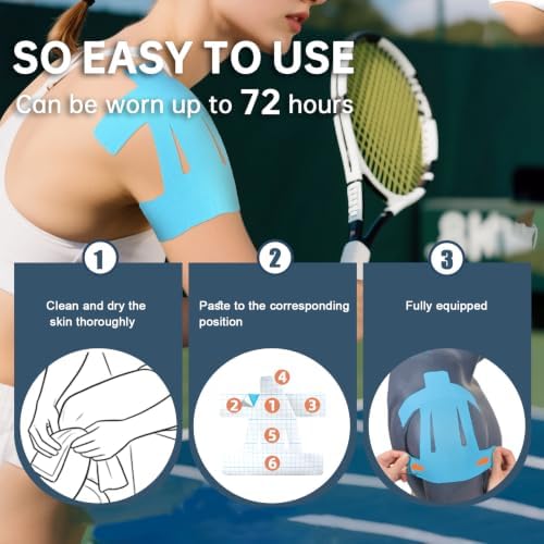 Precut Kinesiology Tape for Shoulder, 20 Pcs, Blue