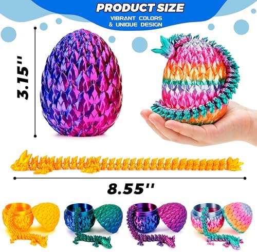 8.5in 3D Printed Dragon Eggs, Articulated Fantasy Fidget Toys