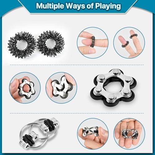 Fidget Toys Adults Pack Metal Fidgets for Classroom Cool Gadget Desk Toys for Teens Figette Spinner Figits Ring ADHD Autism Must Have for Teen Boy Stress Anxiety Relief Toy Christmas Stocking Stuffers