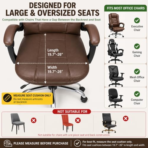 NeColorLife Large Waterproof PU Leather Office Chair Seat Cover
