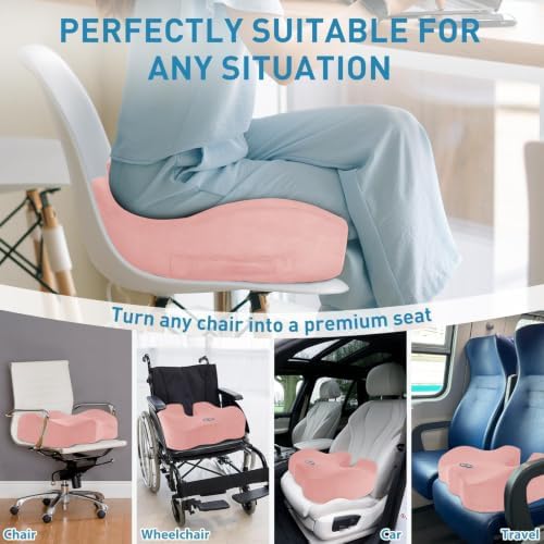 BlissTrends Extra Thick Seat Cushion for Office Chair & Car Seat, Pink