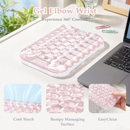 Ospelelf Gel Elbow Rest Pad for Desk, Arm Wrist Rest Pad Support for Keyboard and Mouse, Ergonomic Computer Wrist Support for Typing Pain Relief, Pink