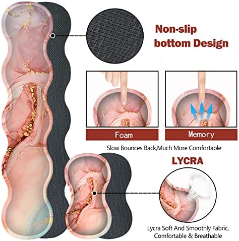 Upgraded Extended Gaming Mouse Pad, Keyboard Wrist Rest Pad, Wrist Support Mousepad Set, Artso Large Stable Rubber Base Stitched Edges, Multifunctional Desk Pad 35 x15.5 in, Abstract Pink Marble