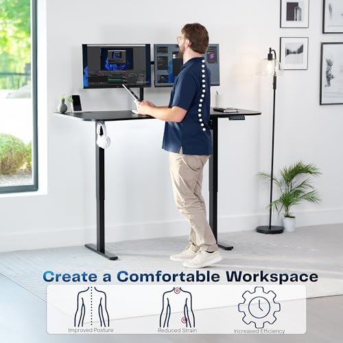 VIVO Black Carbon Fiber 63 x 32 in Standing Desk, DESK-KIT-1B1R