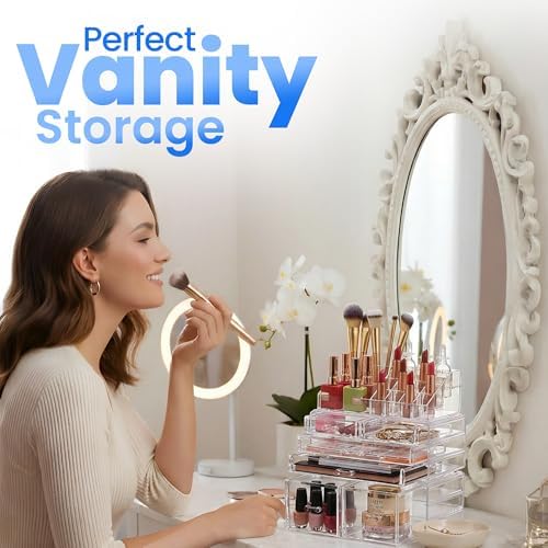 Masirs Clear Cosmetic Storage Organizer, Classy Design, Versatile, Simplifies Your Life