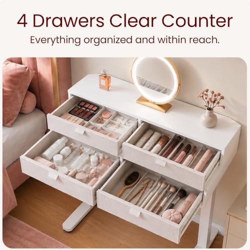 HUANUO 39-Inch 4 Drawers Electric Standing Vanity Desk