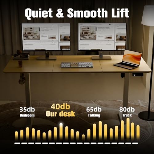 ERGOMAKER 55"x24" Standing Desk, Adjustable Sit-Stand Home Office, Oak