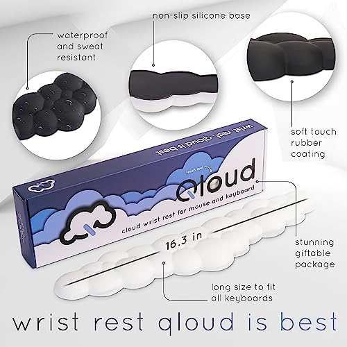 Cloud Keyboard Wrist Rest – Create-ables Qloud Cloud Wrist Rest for Computer Keyboard and Mouse, Ergonomic Memory Foam Wrist Pad with Non-Slip Base, Includes Cloud Mouse Pad – Slate Blue