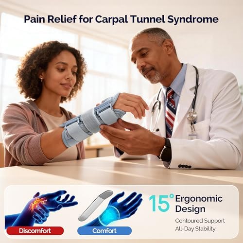 FEATOL 2 Pack Wrist Brace for Carpal Tunnel Relief, Adjustable Wrist Support Brace with Metal Splints Both Hands , Hand Support for Arthritis, Tendonitis, Sprain, Injuries, Wrist Pain, Right and Left (2 Pack (R and L)-Gray, Medium/Large (Pack of 1))