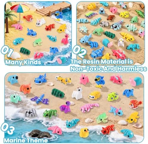 50Pcs Mini 3D Printed Animals Articulated Flexible 3D Printed Fidget Toys