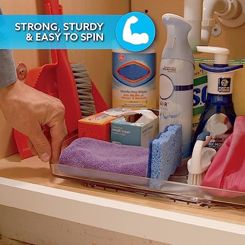 Ontel Smart Spin Rotating Refrigerator Organizer - Use This Lazy Susan as a Rotating Spice Rack, Condiment Organizer, Cabinet Organizer or for Kitchen, Panty or Fridge Organization and Storage, Clear