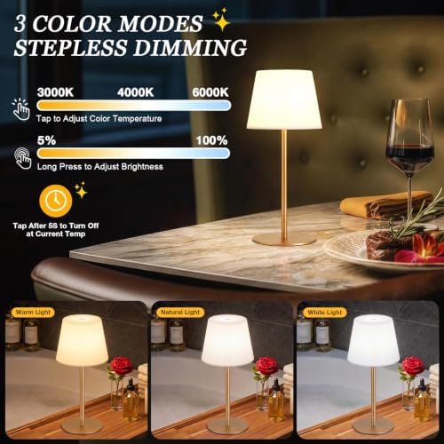 Shower Lamp Rechargeable Waterproof Lamp, Cordless Table Lamp for Bathroom
