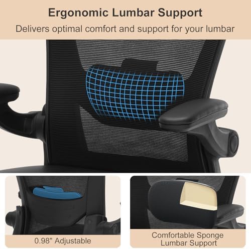 Drafting Chair Tall Office Chair with PU Leather Seat, 400lbs Ergonomic Standing Desk Chair with Lumbar Support,Counter Stool with Adjustable Footrest Ring & Flip-up Armrests,Black
