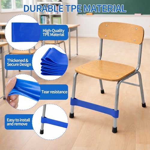 5 Pack Chair Bands for Kids with Fidgety Feet, ADHD Sensory Tools for Classroom & Home, Foot Bands for Chairs & Desks, Improve Focus & Reduce Restlessness (Multicolor)
