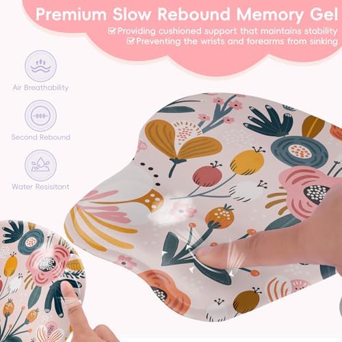 Upgrade Ergonomic Mouse Pad,Non Slip Mousepad Wrist Rest Support for Office, Computer, Laptop & Mac(B-Pink Floral)