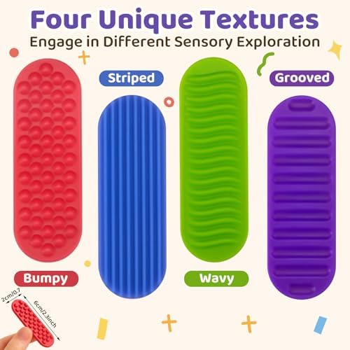 Textured Sensory Stickers for Kids & Adults, 16 Pack Silicone Calm Strips