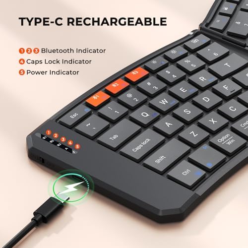 MEETION Foldable Ergonomic Bluetooth Keyboard, Split, Portable, Black