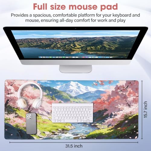 Cherry Blossom Anime Large Gaming Mouse Pad Waterproof Desk Mat