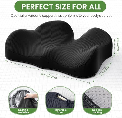 A-Pce Ergonomic Seat Cushion, Non-Slip Seat Cushion for Office Chair, Black