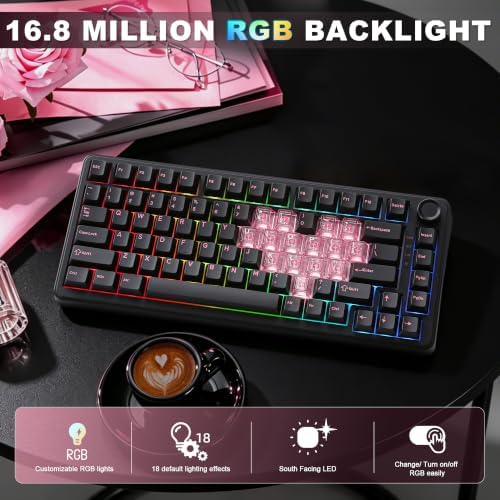 YUNZII B75 PRO 75% Wireless Mechanical Keyboard (Black Heart, MilkV2)