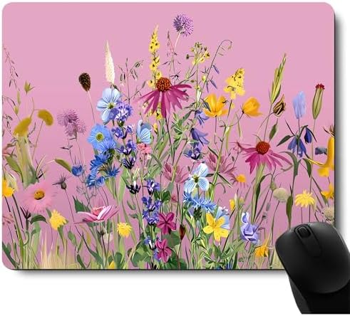 Pink Mouse Pad for Women,Pink Floral Rose Mouse Pads for Desk,Soft Computer Mouse Mat Cute Mousepad Cloth Computer Mouse Pads for Women,Square Waterproof Non-Slip Rubber Base MousePads