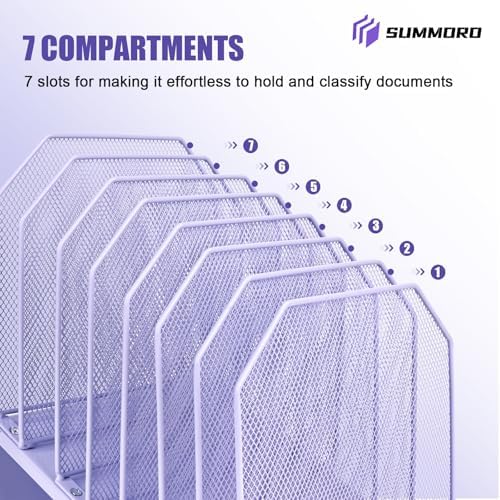 SUMMORO Inclined File Organizer for Desk, 7-Section Vertical File Holder