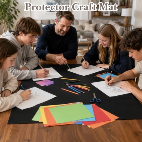 36x24 Inch Silicone Craft Mat, Extra Large Table Protector Heat Resistant Silicon Mat for Kitchen Placemat Baking Painting Clay Art (Black)