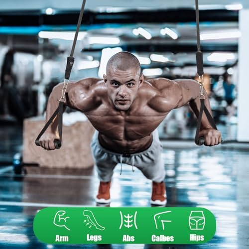 WIKDAY Exercise Resistance Bands with Handles for Working Out Workout Bands Set with Door Anchor for Physical Therapy, Yoga, Pilates