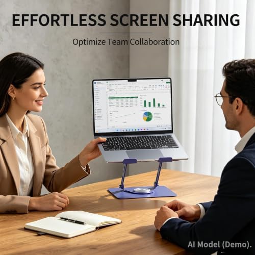ALASHI Laptop Stand for Desk with 360° Rotating Base, Multi-Angle Adjustable Laptop Stands, Foldable Laptop Riser Compatible with 10 to 17 Inches PC Computer, Purple