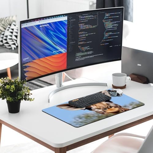 Animal Giraffe Stretching Head Long Neck Closeup Cute Large Mouse Pad Gaming Mousepad Desk Pad for Keyboard and Mouse Mat Non-Slip Base 40X75cm, Style