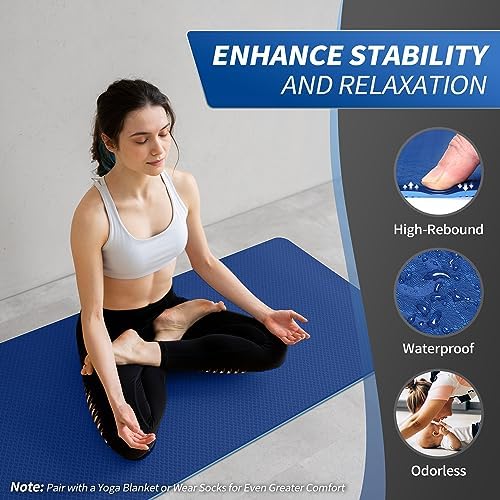 CAMBIVO Yoga Mat for Women Men Kids, 1/3 & 1/4 & 2/5 Inch Extra Thick Yoga Mat Non Slip, 72" x 24" TPE Yoga Mats, Workout Mat with Carrying Strap for Yoga, Pilates and Floor Exercises