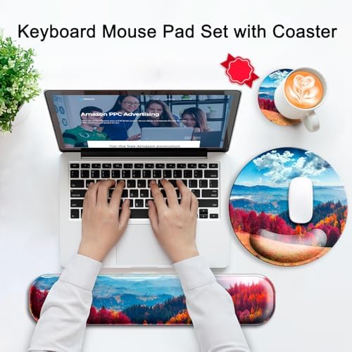 Mouse Pad and Keyboard Wrist Rest Support,Ergonomic Mouse Pad Set