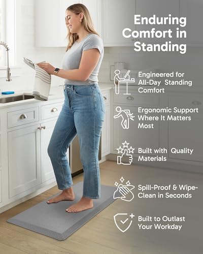 Ophanie Kitchen Mats for Floor,3/4 inch Thick,20x39 Anti Fatigue Cushioned Mat,Kitchen Rugs,Waterproof,Comfort Ergonomic Standing Mat for Office,Home,Sink with 99+ Pairs of Anti-Slip Bottom Ridges