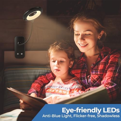 CUHIOY 2Pack Rechargeable Clip on Reading Light for Bed Headboard, Black