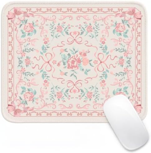 HAOCOO Pink Coquette Mouse Mat, 9.45" x 7.87" Compact Mousepad for Office
